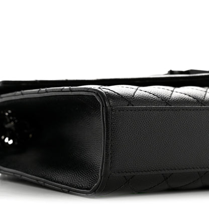 Grain De Poudre Textured Mixed Matelasse Triquilt Medium Monogram Monochrome Satchel Black