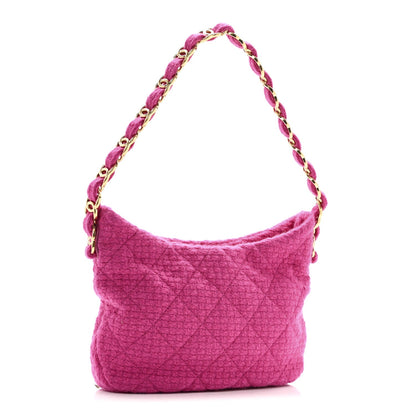 Cashmere Tweed Quilted CC Links Hobo Fuchsia