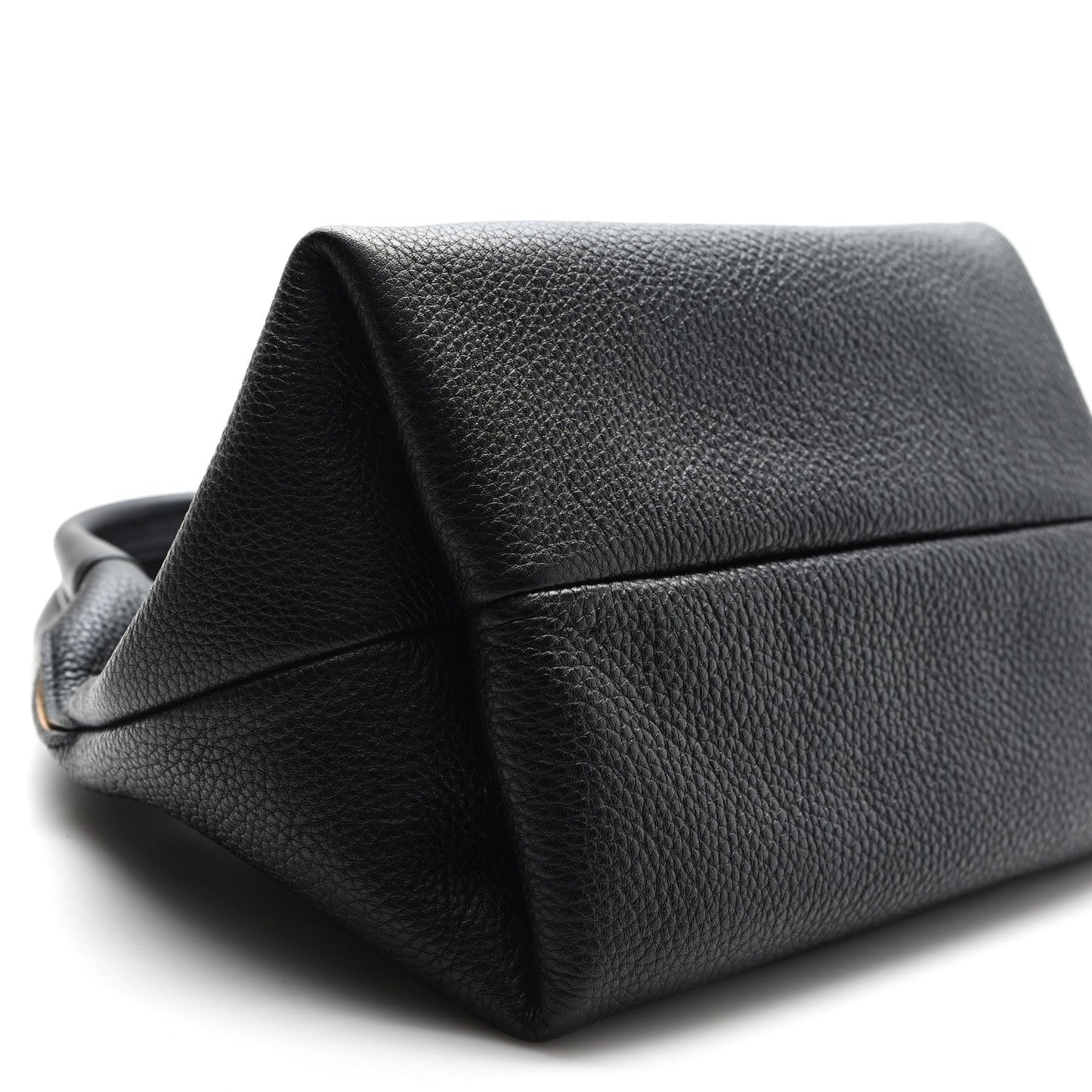 Grained Calfskin Softbit Medium Shoulder Bag Black