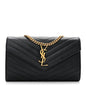 Grain De Poudre Matelasse Chevron Monogram Chain Wallet Black