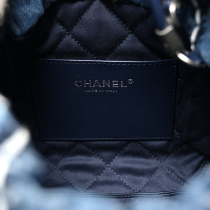 Denim Stitched Quilted Mini Chanel 22 Blue