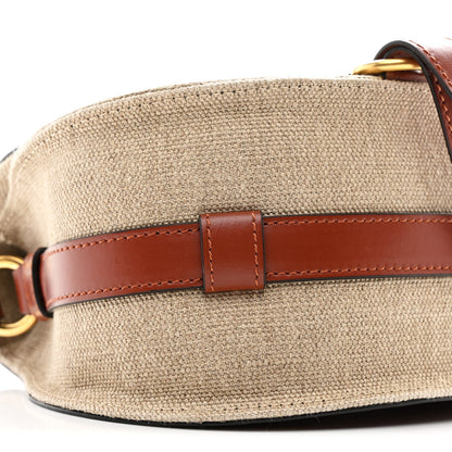 Linen Calfskin Small Marcie Saddle Bag Sepia Brown