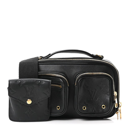 Calfskin Monogram Embossed Utility Crossbody Black