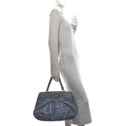 Crinkled Lambskin Mia Tote Blue
