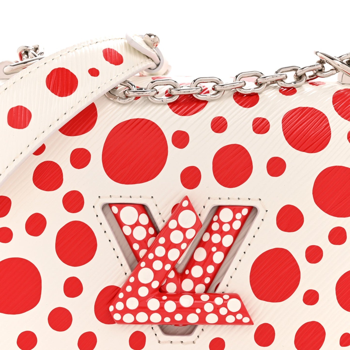 LV X YK Epi Infinity Dots Twist Shoulder Bag PM White Red