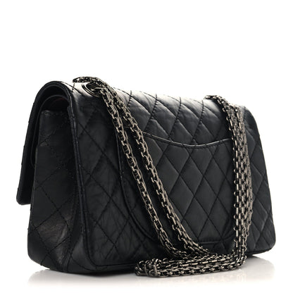 Aged Calfskin Quilted 2.55 Reissue 225 Flap Black