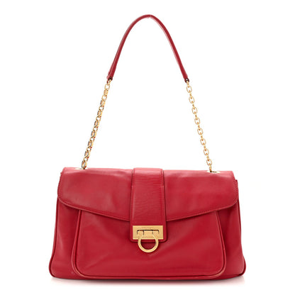 Calfskin Gancini Chain Shoulder Bag Red
