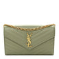 Grain De Poudre Matelasse Chevron Monogram Chain Wallet Light Sage