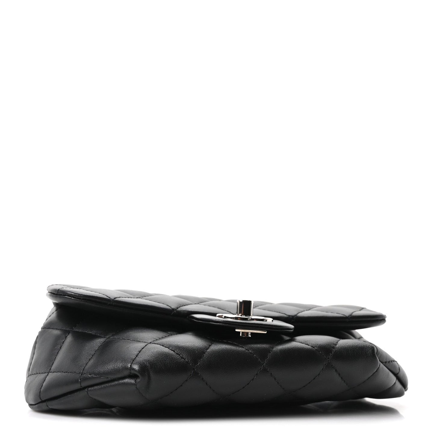 Calfskin Quilted CC Uniform Flap Belt Bag Black