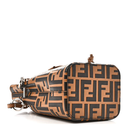 Vitello Liberty F is Fendi Bi-Color FF 1974 Embossed Mini Mon Tresor Bucket Bag Tobaco Orzo