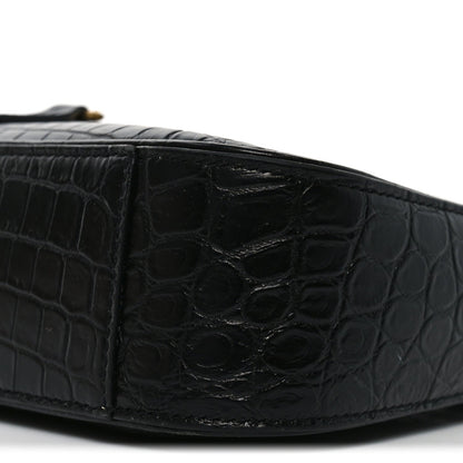 Calfskin Crocodile Embossed Le 5 A 7 Hobo Black