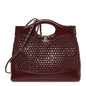 Shiny Lambskin Patent Calfskin Quilted Mini 31 Shopping Bag Dark Burgundy