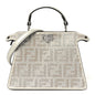 Iridescent Crystal Vitello Laminato Suede FF Petite Peekaboo I SEE U Satchel Cappuccino