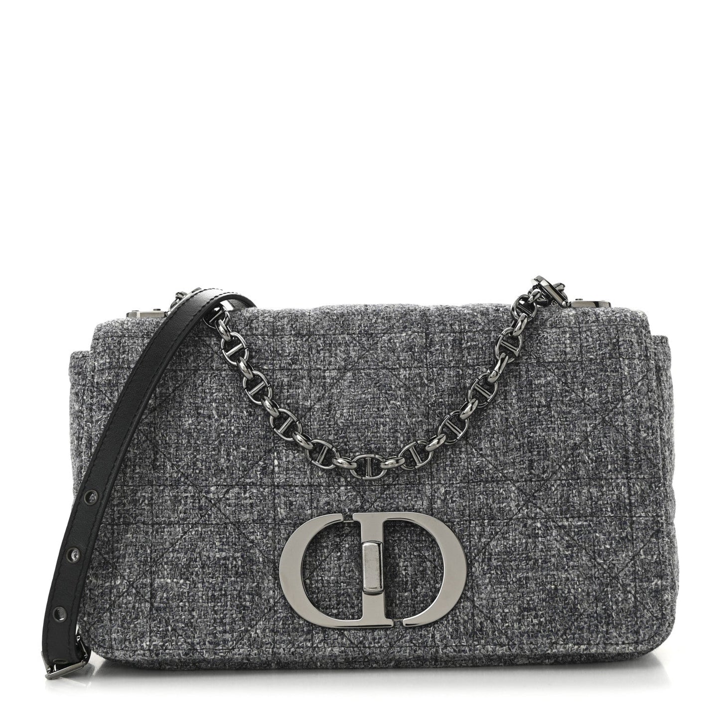 Tweed Macrocannage Medium Caro Bag Black