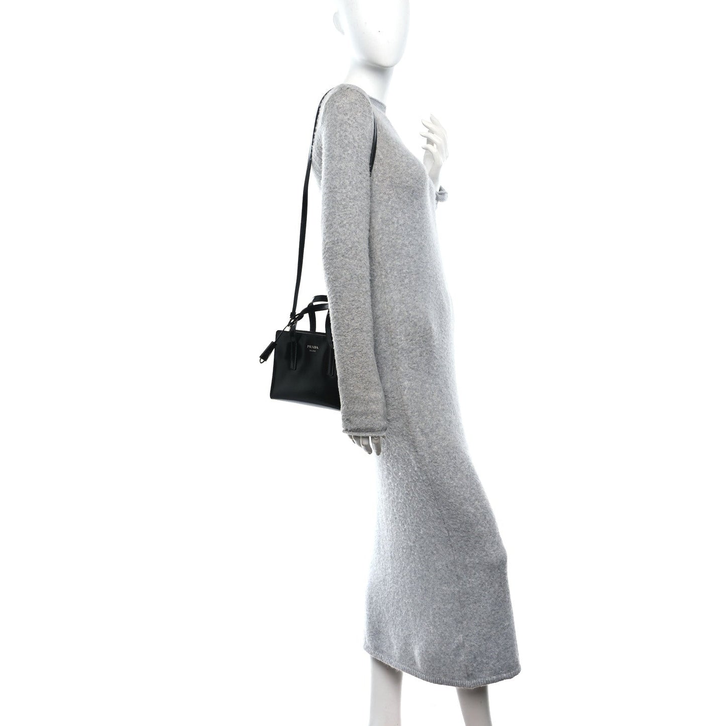 Spazzolato Mini Re-Edition 1995 Double Handle Handbag Black