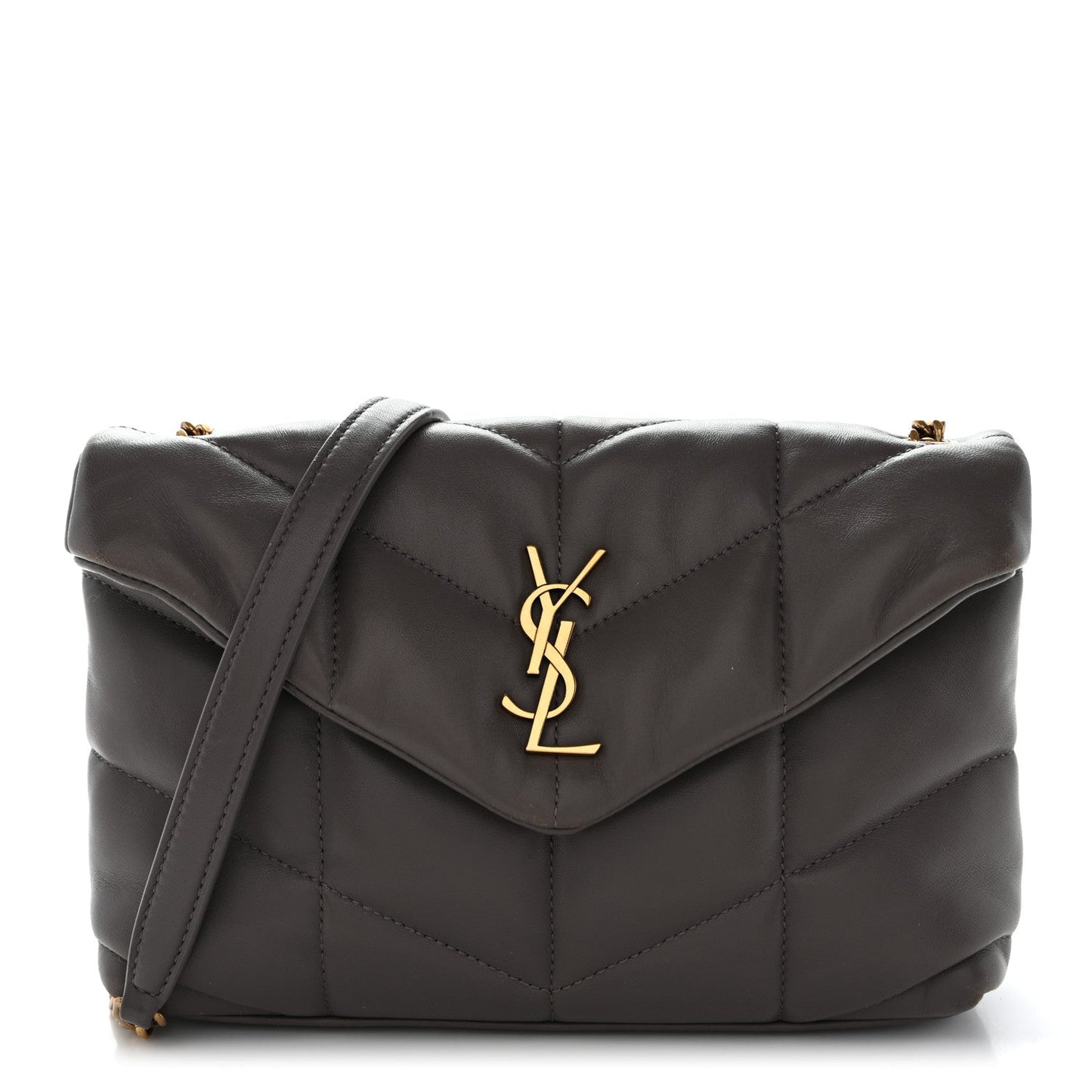 Lambskin Quilted Toy Loulou Puffer Monogram Chain Satchel Storm