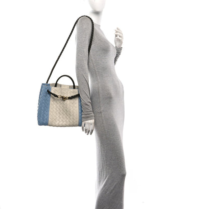 Nappa Intrecciato Medium Andiamo Shoulder Bag Sea Salt Ice Kaki