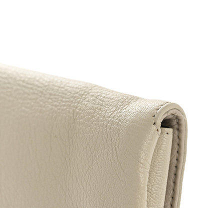 Chevre Silver Metallic Edge Hardware Envelope Clutch Gris Glace