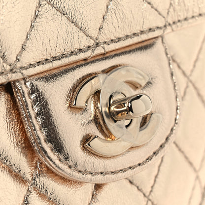 Metallic Lambskin Quilted CC In Love Heart Bag Gold