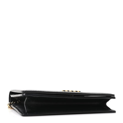 Textured Calfskin Script Logo Wallet On Chain Black