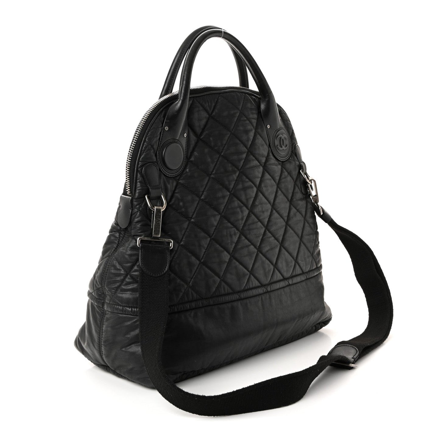Coated Canvas Quilted Large Garment Travel Bag Black