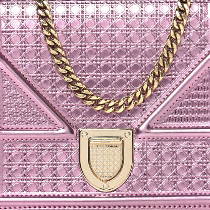 Metallic Patent Micro-Cannage Diorama Wallet on Chain Pouch Pink