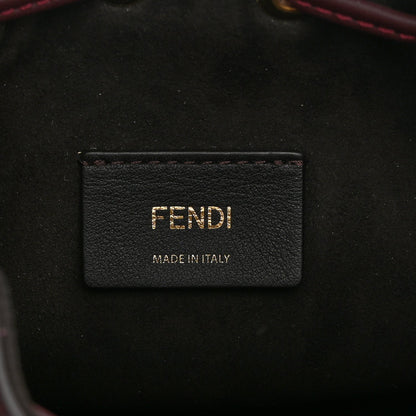 Chenille Vitello F is Fendi Micro FF Mini Mon Tresor Bucket Bag Rosso Roma