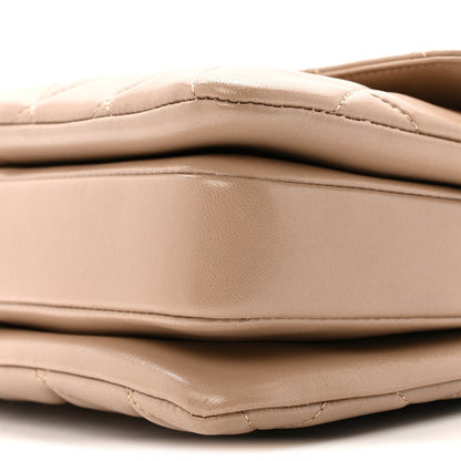 Lambskin Quilted Small Trendy CC Dual Handle Flap Bag Beige