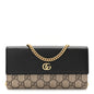 Dollar Calfskin GG Supreme Monogram Petite GG Marmont Wallet Chain Bag Black Beige Ebony