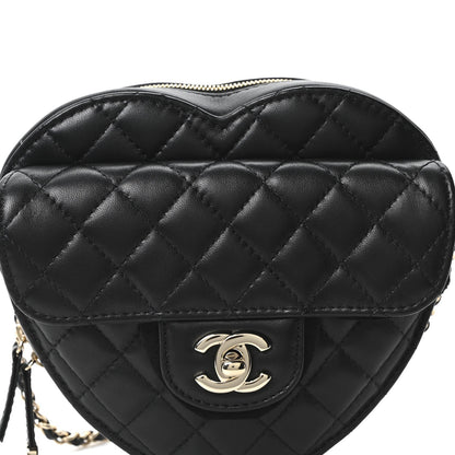 Lambskin Quilted CC In Love Heart Bag Black