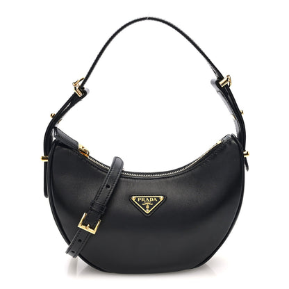 Soft Calfskin Arque Shoulder Bag Black