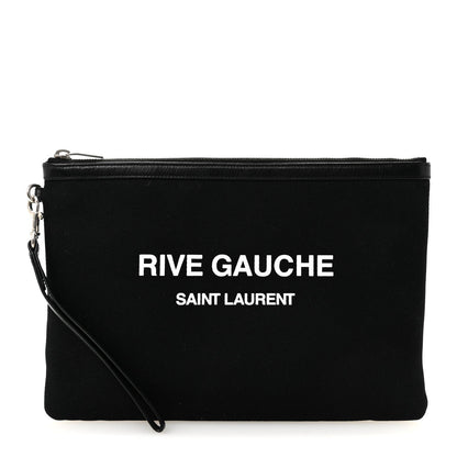 Linen Canvas Rive Gauche Zipped Pouch Black