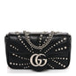 Calfskin Matelasse Studded Super Mini GG Marmont Shoulder Bag Black