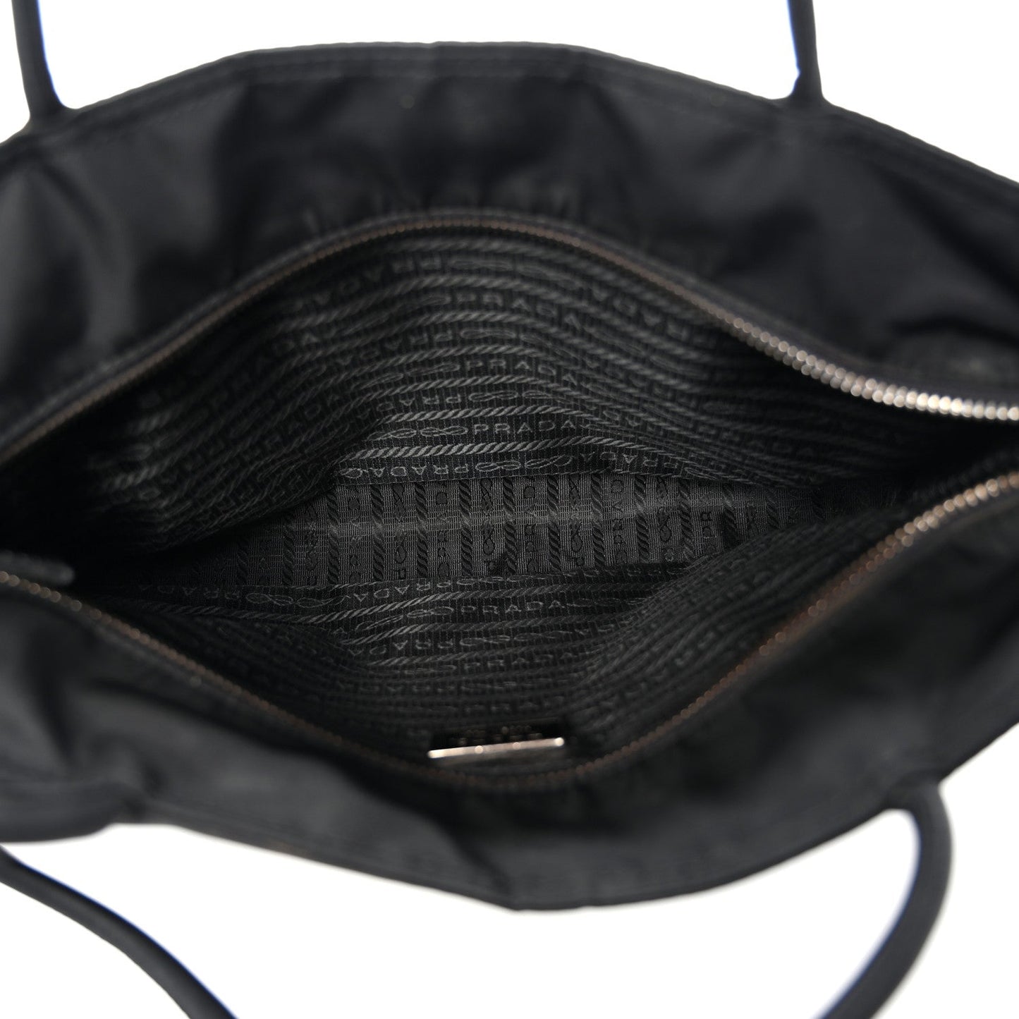 Tessuto Nylon Calfskin Shopping Tote Black