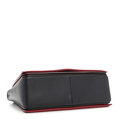 Shiny Smooth Calfskin Medium Frame Shoulder Bag Red Navy