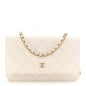 Caviar Quilted Wallet on Chain WOC White