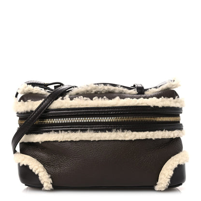Calfskin Shearling Bang Bang Vanity Case Light Brown Teddy
