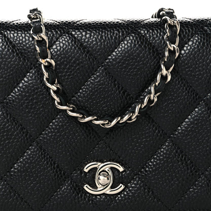Caviar Quilted CC Turnlock Wallet On Chain WOC Black