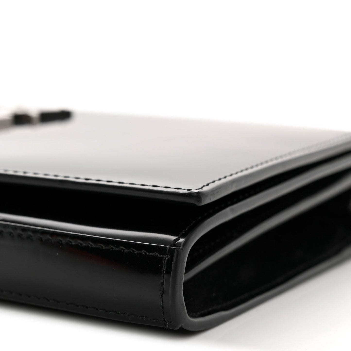 Glazed Calfskin Cassandre Wallet On Chain WOC Black