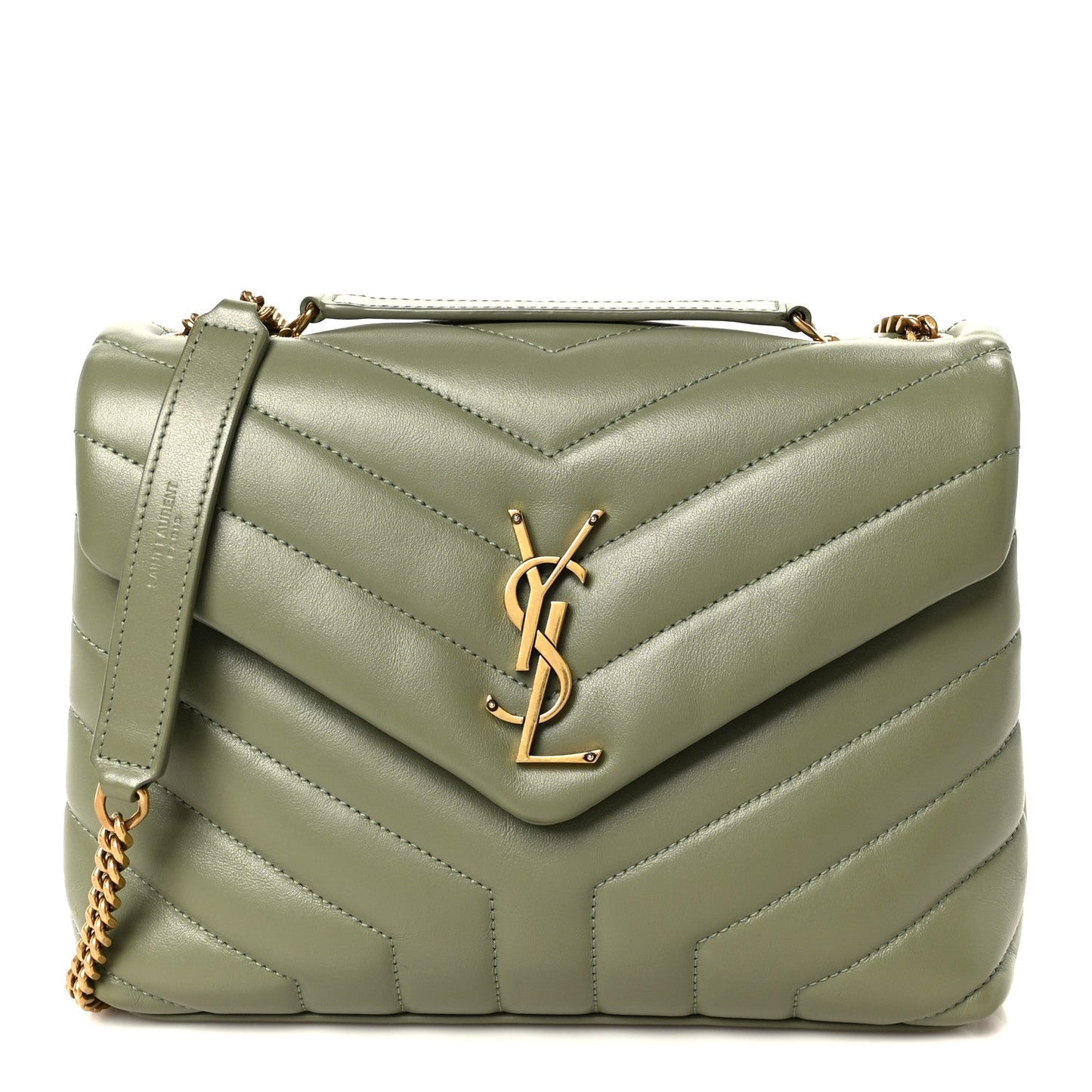 Calfskin Y Quilted Monogram Small Loulou Chain Satchel Light Sage