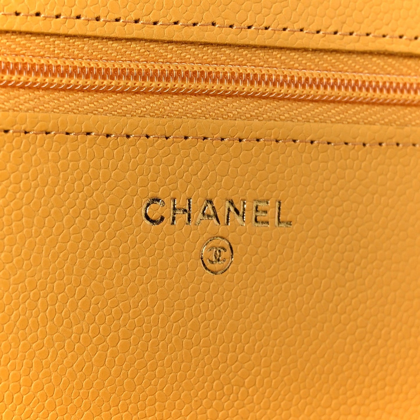Caviar Quilted Wallet on Chain WOC Yellow