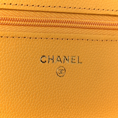 Caviar Quilted Wallet on Chain WOC Yellow