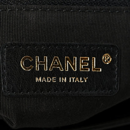 Calfskin Quilted Small Gold Top Handle Flap Black