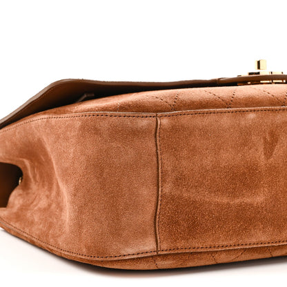 Suede Calfskin Small Souplissimo Maxi Flap Camel