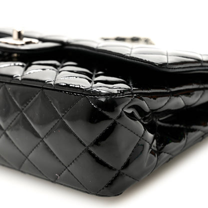Patent Quilted Medium Double Flap Black