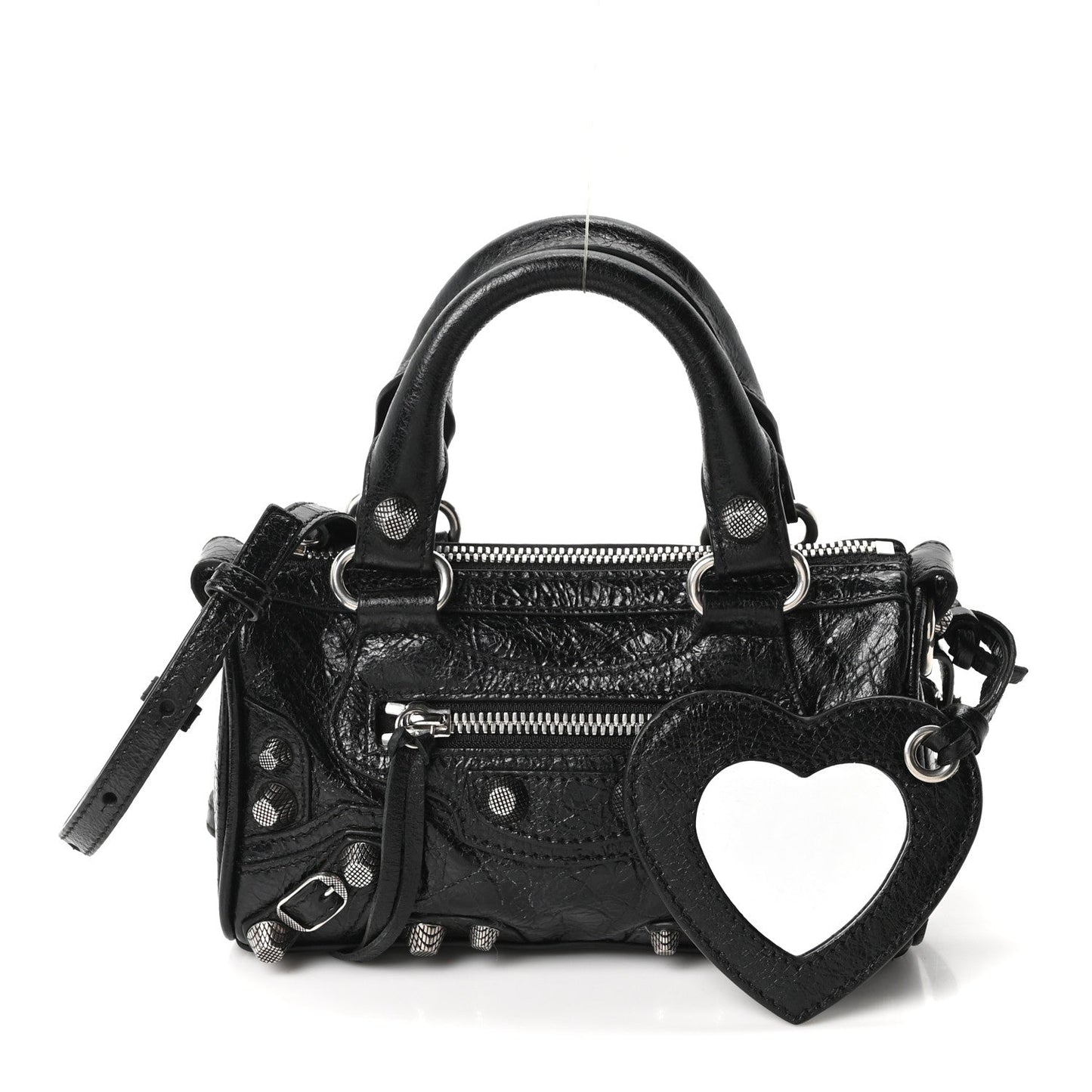 Agneau Arena Crystal Neo Nano Cagole Handbag Black