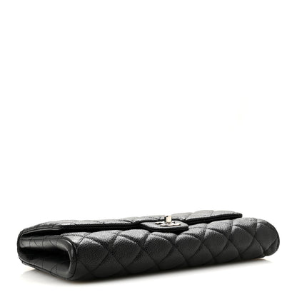 Caviar Quilted Clutch With Chain Flap Black