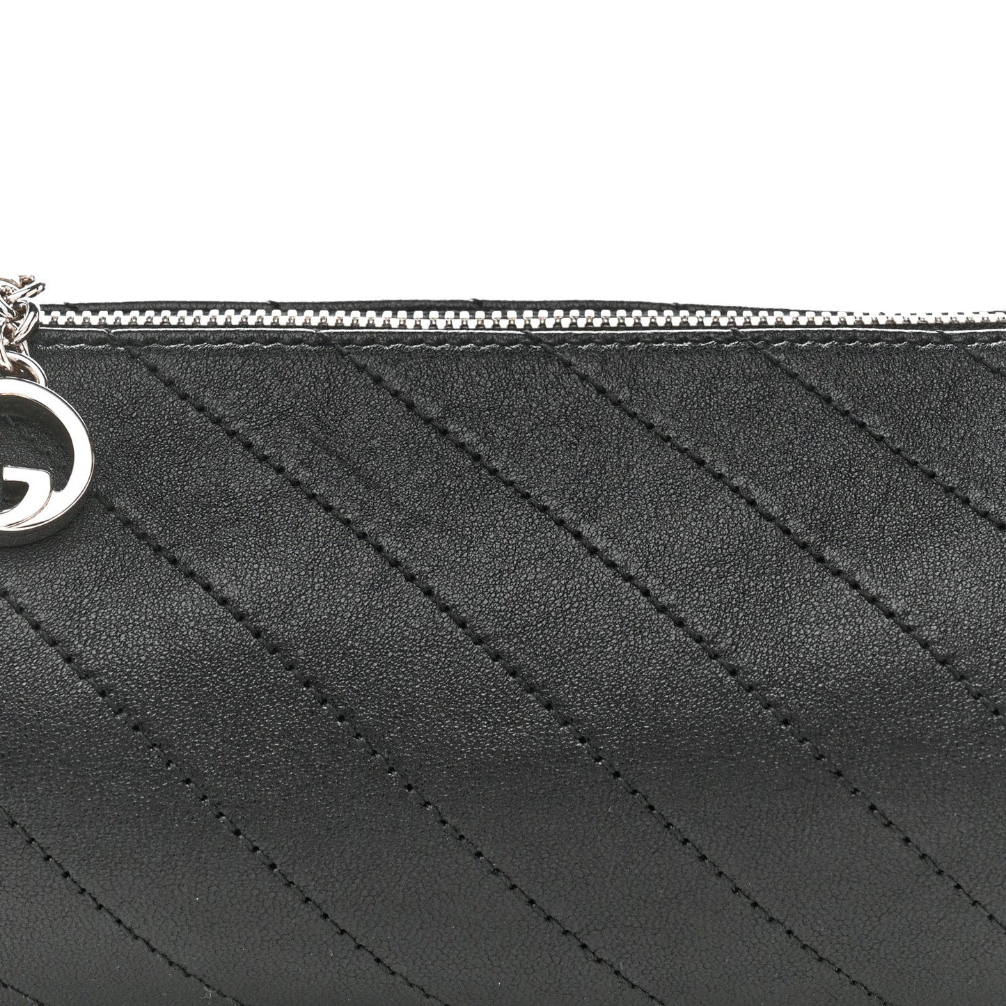 Sakai Be Green Calfskin Diagonal Stitched Mini Blondie Barrel Shoulder Bag Black