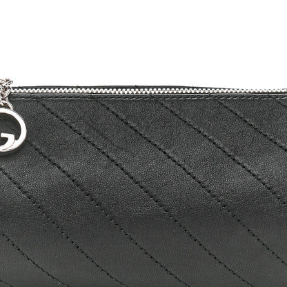 Sakai Be Green Calfskin Diagonal Stitched Mini Blondie Barrel Shoulder Bag Black