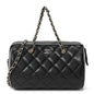 Caviar Quilted Barrel Clutch With Chain Black